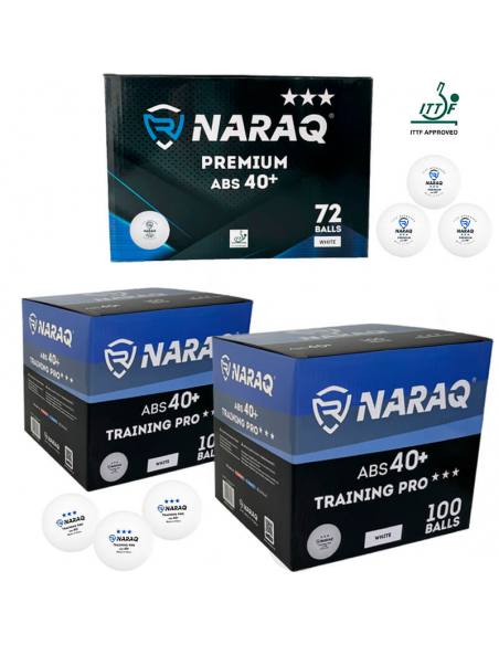 Pack 200 Balles NARAQ 3*** Training PRO + 72 NARAQ ITTF 3*** PREMIUM ABS 40+