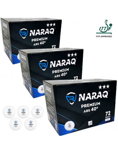 3 Packs 72 balles NARAQ ITTF 3*** Premium ABS 40+
