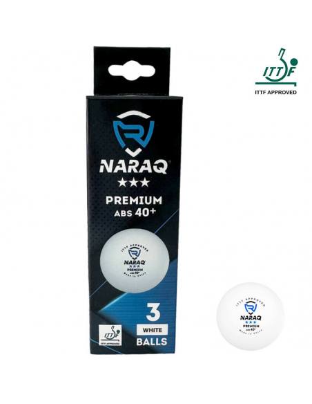 Balles NARAQ ITTF 3*** Premium 40+ Pack 3