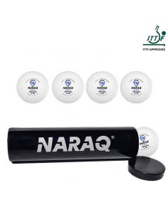 Pelotas NARAQ ITTF 3*** Premium 40+ Pack 4 + ALUM ROLLER
