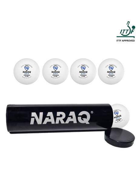 Pelotas NARAQ ITTF 3*** Premium 40+ Pack 4 + ALUM ROLLER