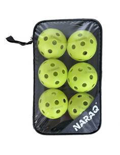 Balles de Pickleball NARAQ 24 Indoor Pack 6 avec housse