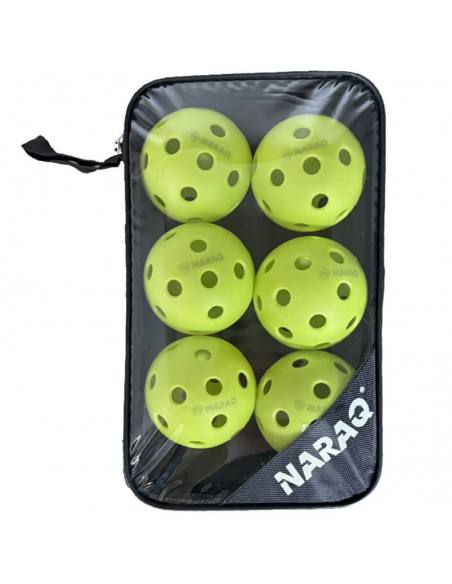 Pelotas de Pickleball NARAQ 24 Indoor Pack 6 con funda