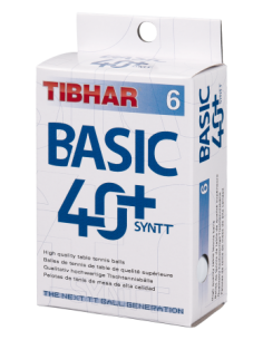 Balles en plastique Tibhar Basic 40+ Synt. Pack 6