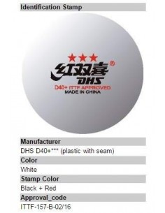 Balle plástique  DHS D40+ 3***  Pack 10 (seam) 2