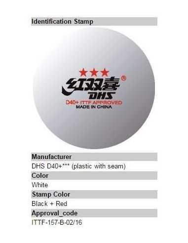 Balle plástique  DHS D40+ 3***  Pack 10 (seam)