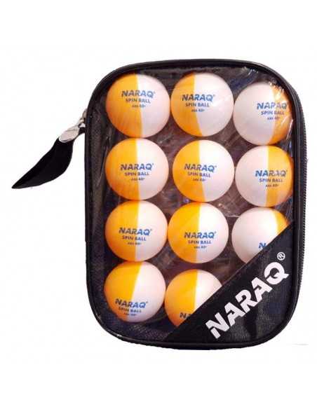 Pelotas NARAQ Spin Ball Bicolor 40+ ABS + Estuche pack 12