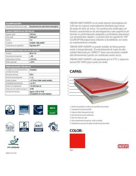 Table tennis sport floor covering TIBHAR Grip Europe ITTF