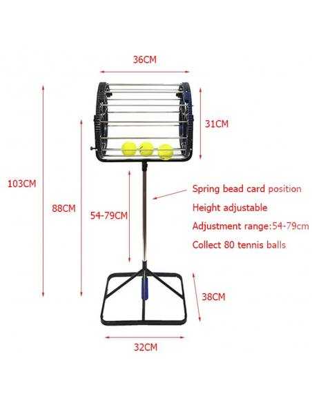 Panier et Roue collecteur de Balles de Tennis Padel Double NARAQ